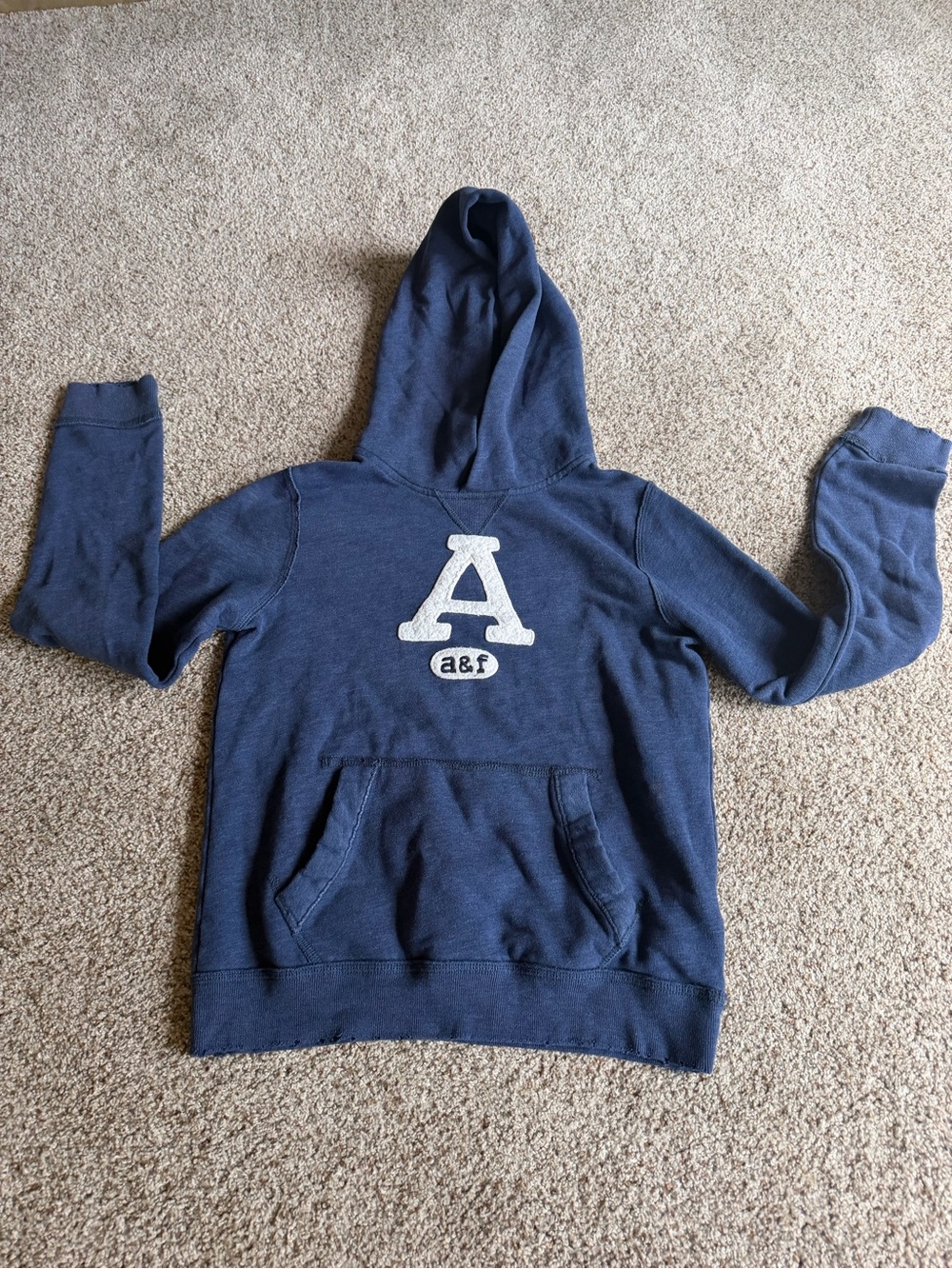 abercrombie kids navy pullover hoodie with appliqué A